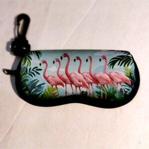 Flamingo Print Eyeglass Case Hook Clip Tropical Coastal Spring Break